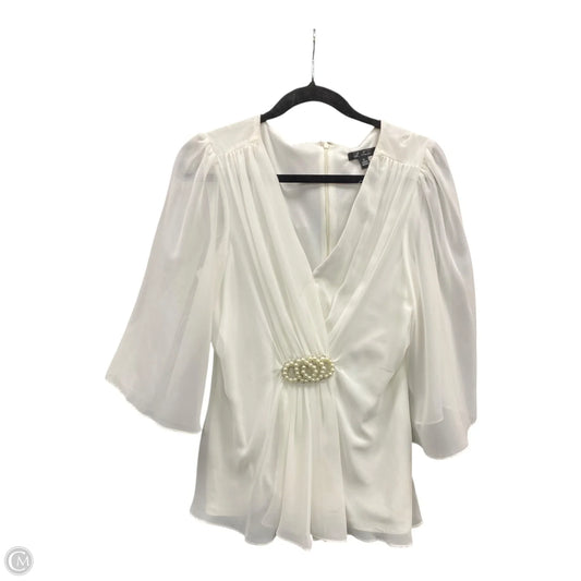 Blouse 3/4 Sleeve By Clothes Mentor In Cream, Size: L
