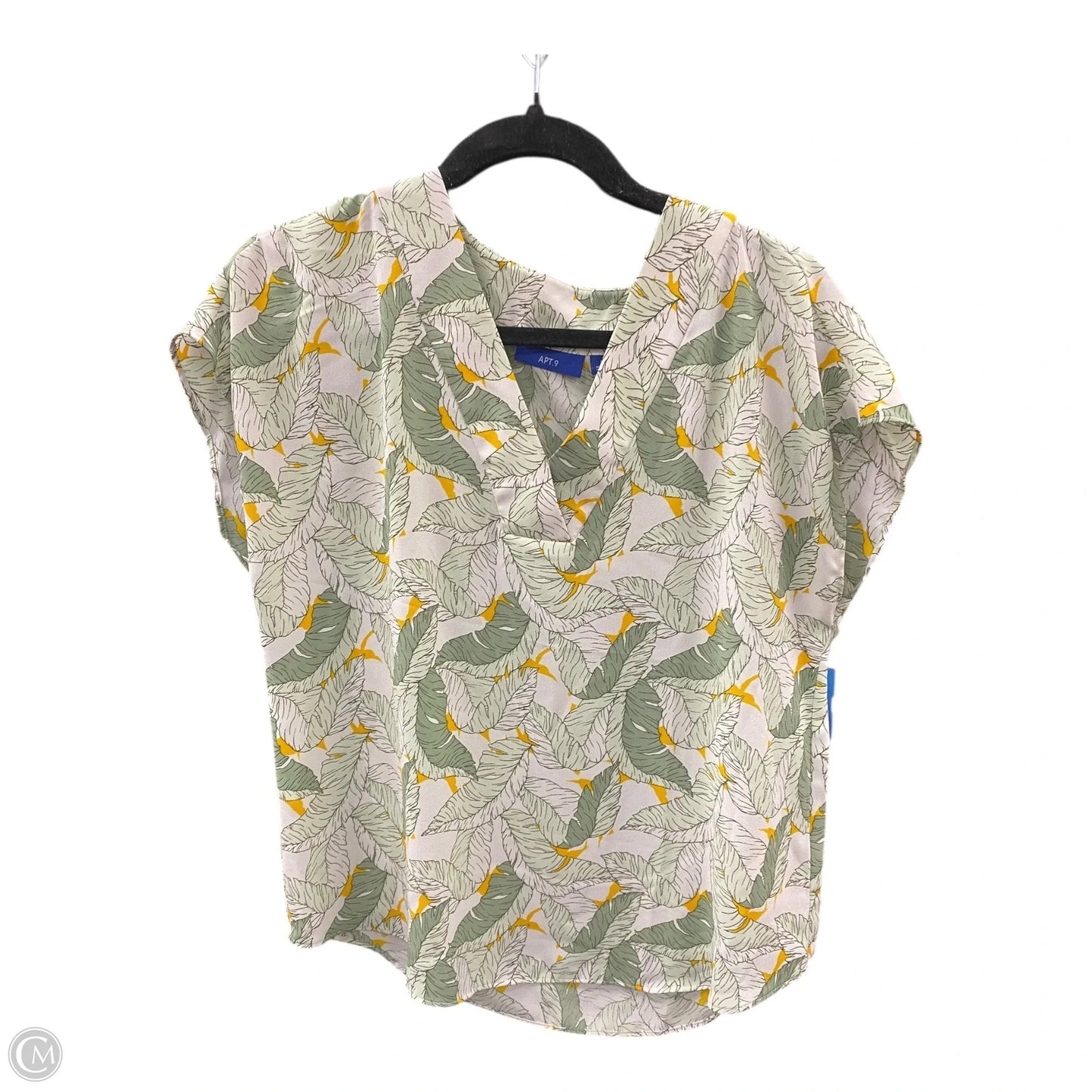 Top Short Sleeve By Apt 9 In Green & White, Size: M