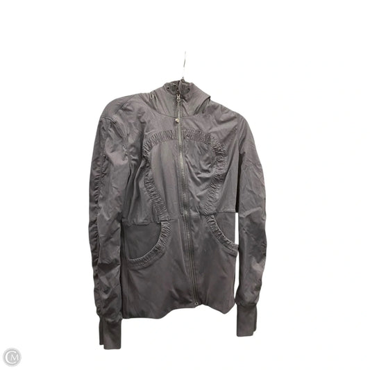 Athletic Jacket By Lululemon In Black & Grey, Size: 12