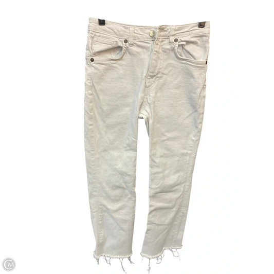 Jeans Cropped By Zara In White Denim, Size: 4