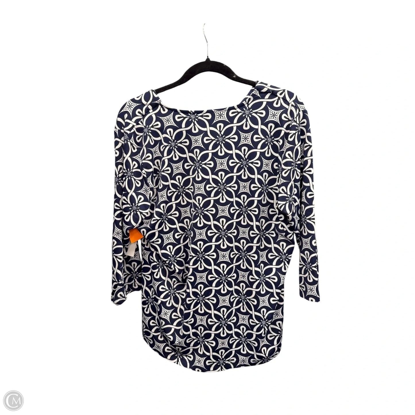 Top 3/4 Sleeve By Lulu B In Blue & White, Size: Xl