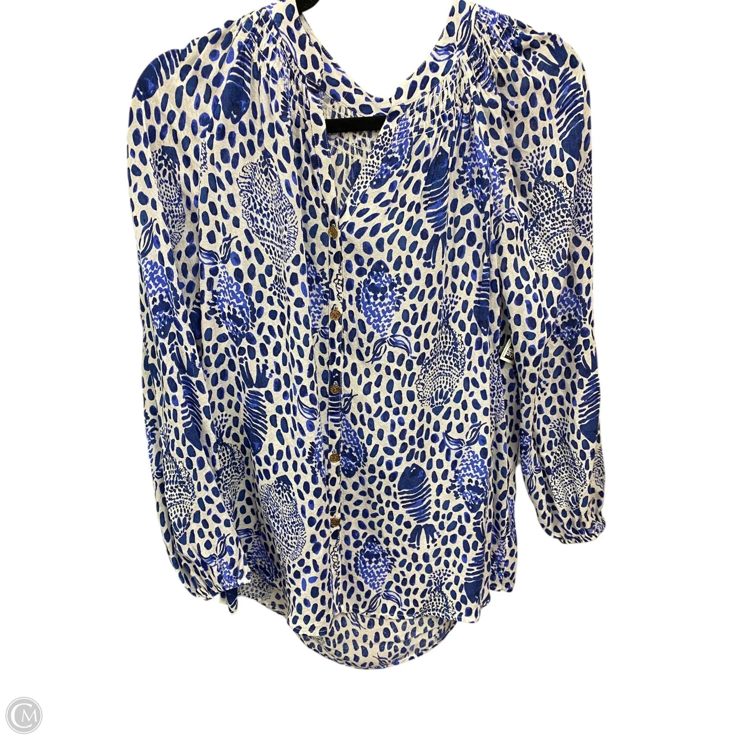 Blouse Designer By Lilly Pulitzer In Blue & White, Size: S