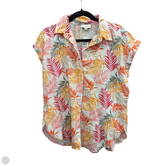 Top Short Sleeve By Loft In Tropical Print, Size: S