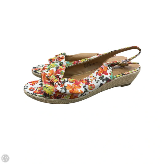 Sandals Heels Wedge By Comfortview In Floral Print, Size: 12