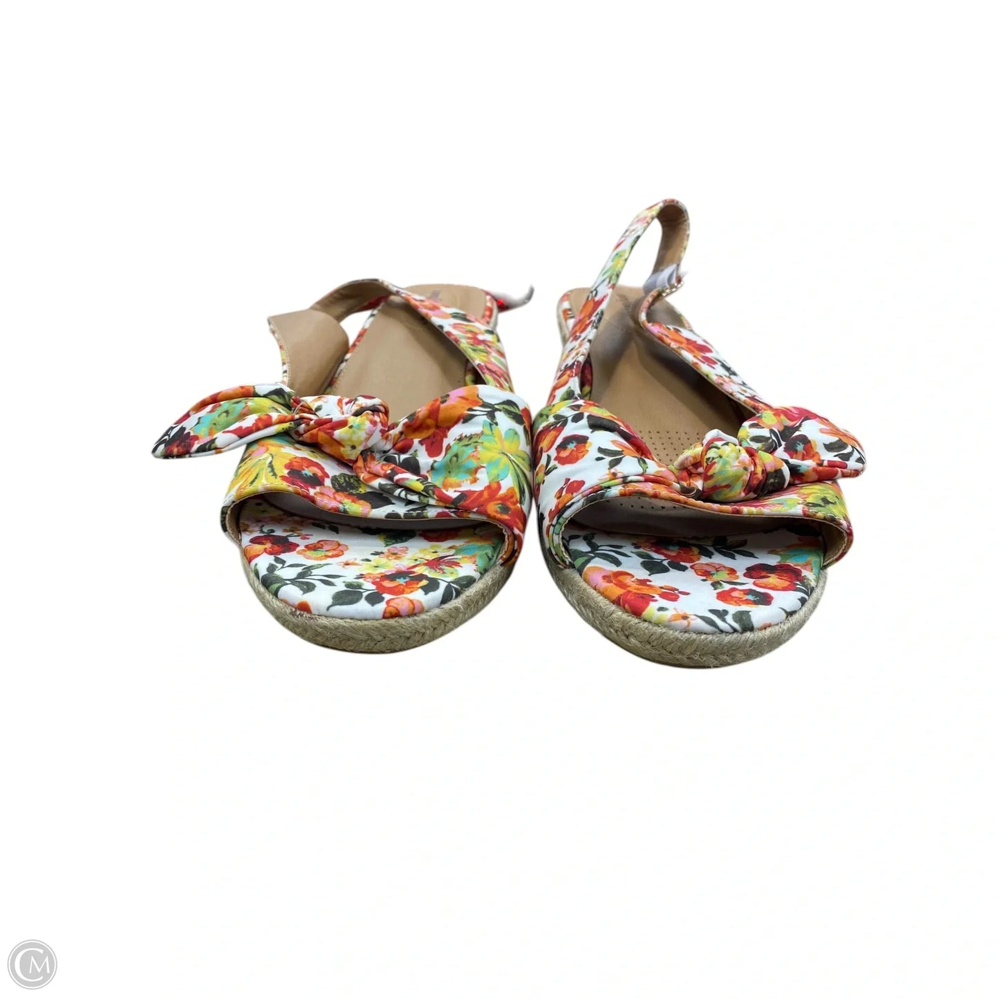 Sandals Heels Wedge By Comfortview In Floral Print, Size: 12