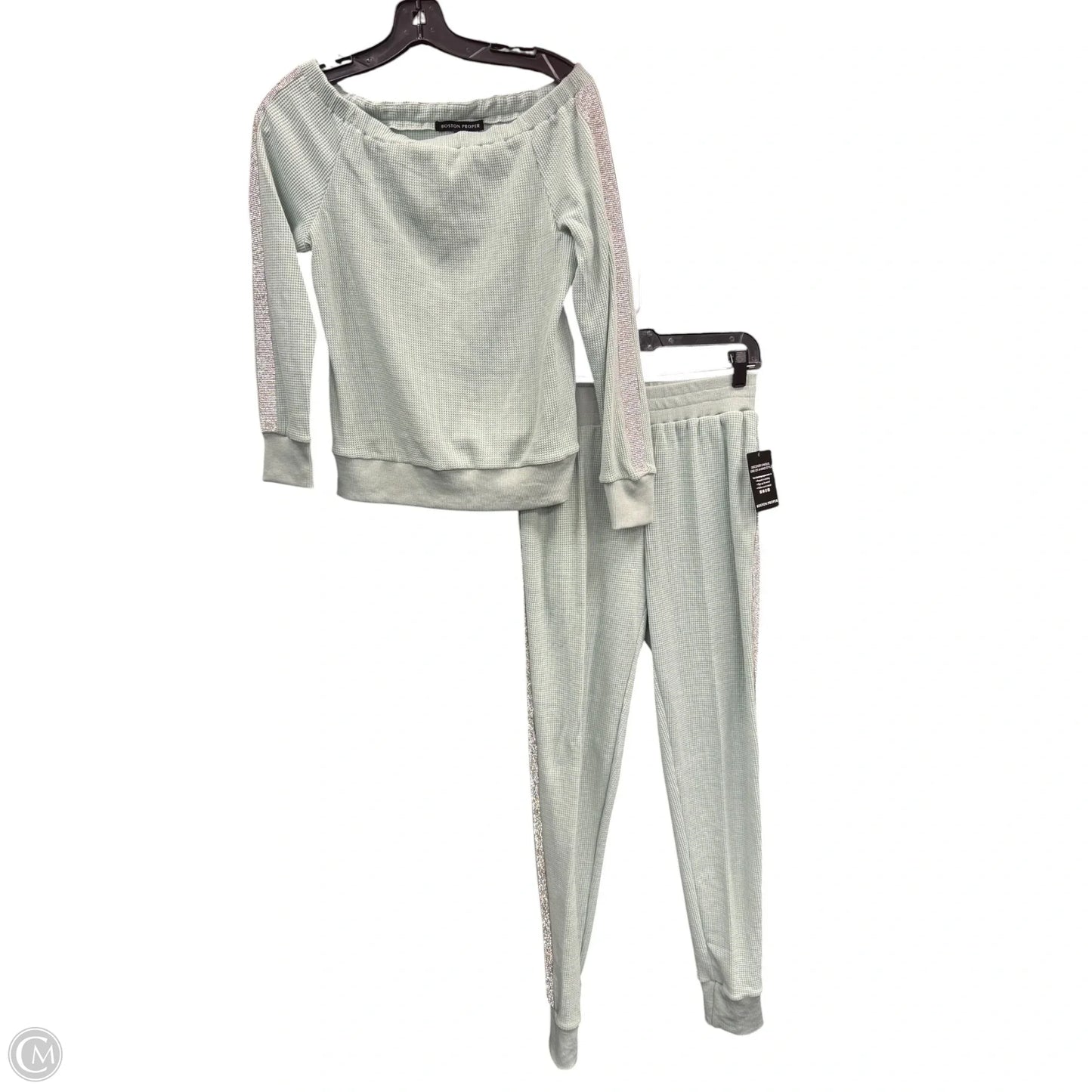 Lounge Set Pants By Boston Proper In Green & Silver, Size: Xs