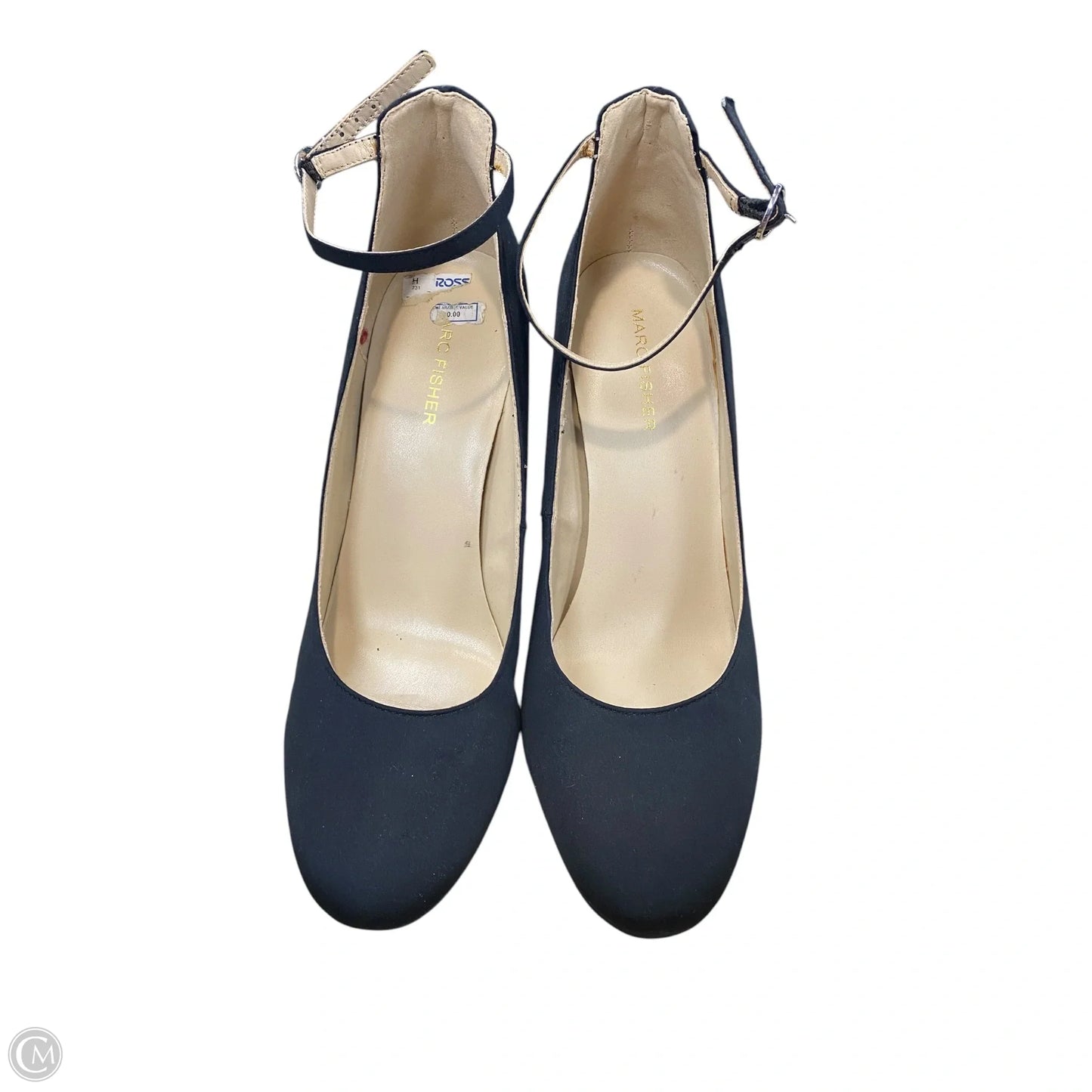 Shoes Heels Block By Marc Fisher In Black & Silver, Size: 10