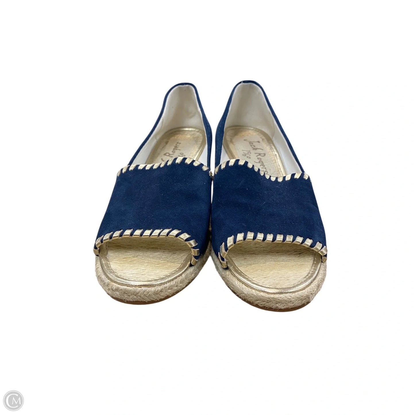 Sandals Heels Wedge By Jack Rogers In Blue & Gold, Size: 7