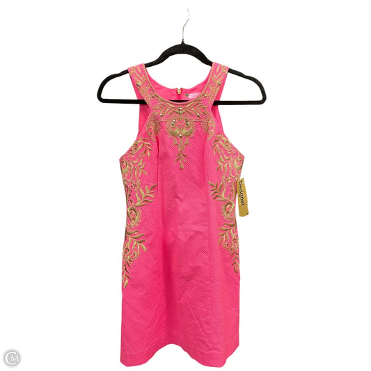 Dress Designer By Lilly Pulitzer In Gold & Pink, Size: 0