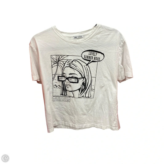 Top Short Sleeve Basic By Zara In Black & White, Size: S