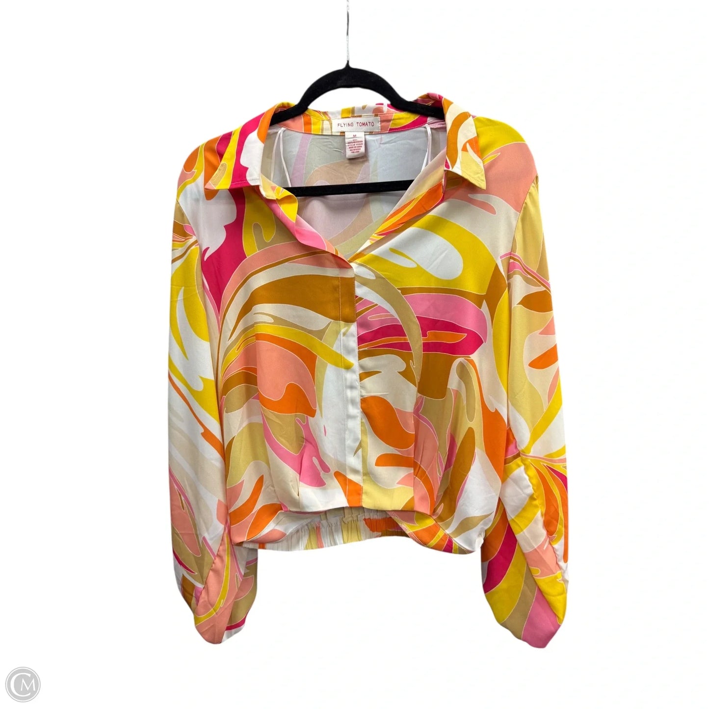 Blouse Long Sleeve By Flying Tomato In Geometric Pattern, Size: M