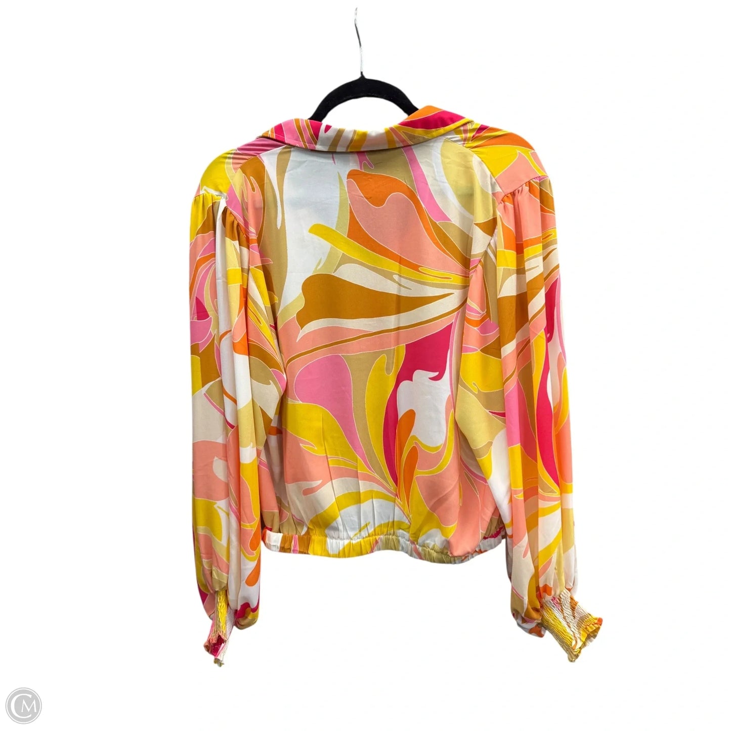 Blouse Long Sleeve By Flying Tomato In Geometric Pattern, Size: M