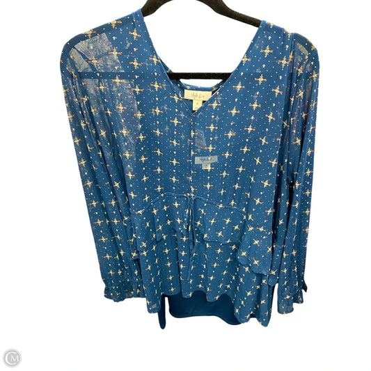 Blouse Long Sleeve By Style And Company In Blue & Tan, Size: 3x