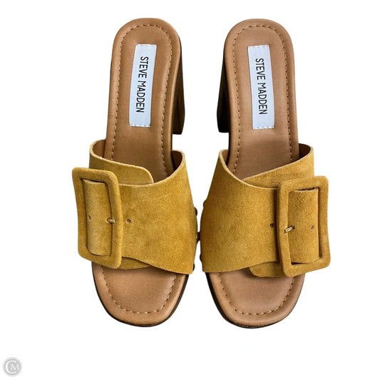 Sandals Heels Block By Steve Madden In Gold, Size: 7