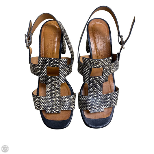 Sandals Heels Block By Cmb In Black & Cream, Size: 6.5