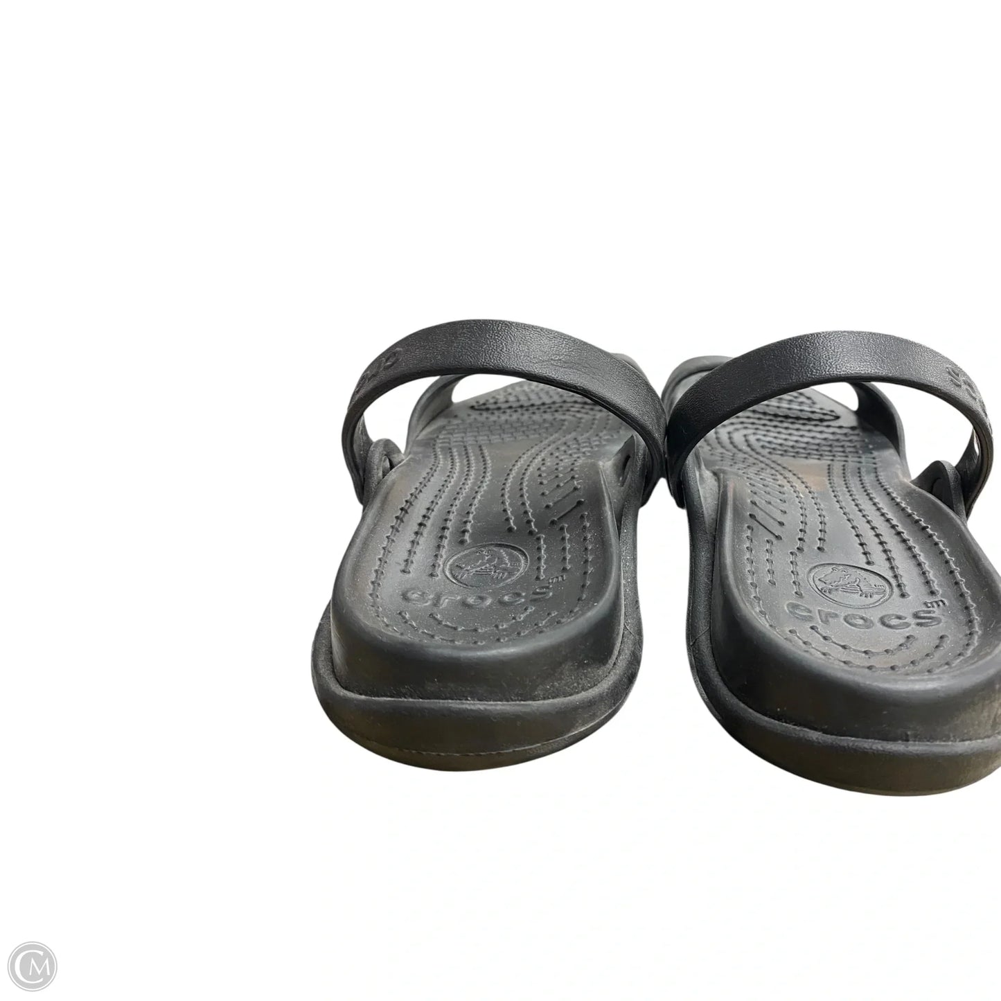 Sandals Flats By Crocs In Black, Size: 11