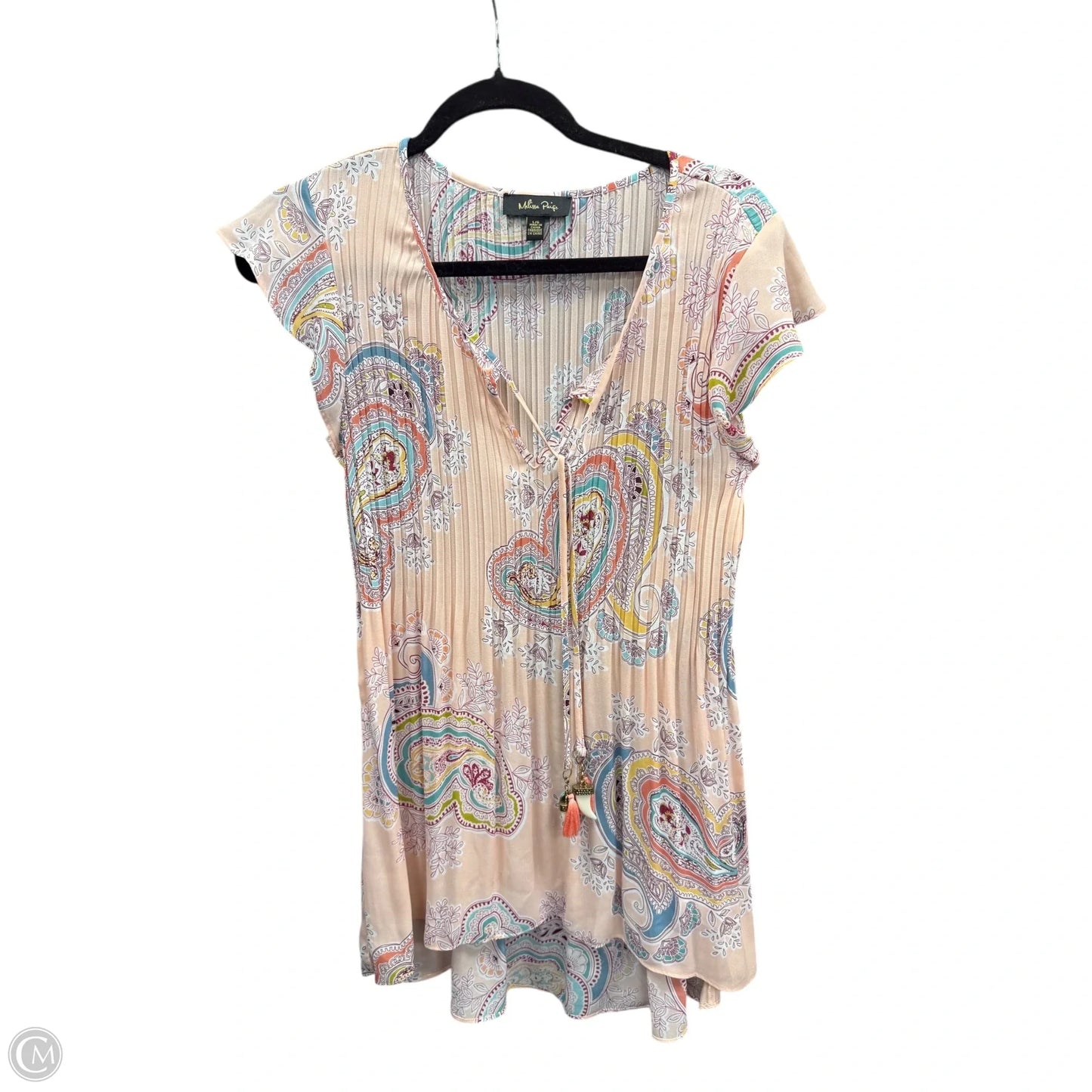 Blouse Short Sleeve By Melissa Paige In Paisley Print, Size: L