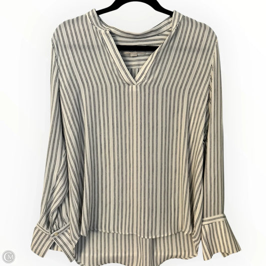 Blouse Long Sleeve By Loft In Striped Pattern, Size: M