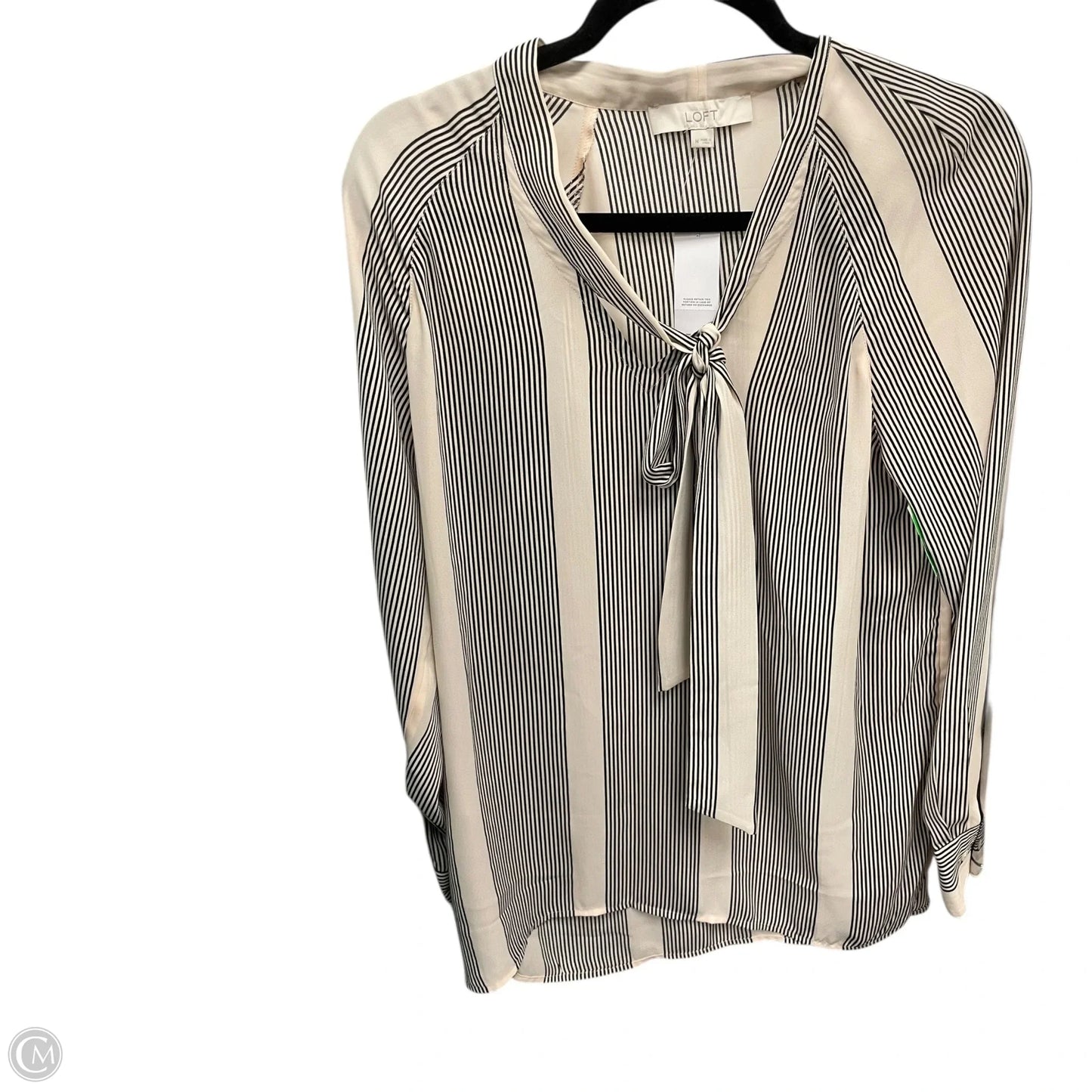 Blouse Long Sleeve By Loft In Striped Pattern, Size: M