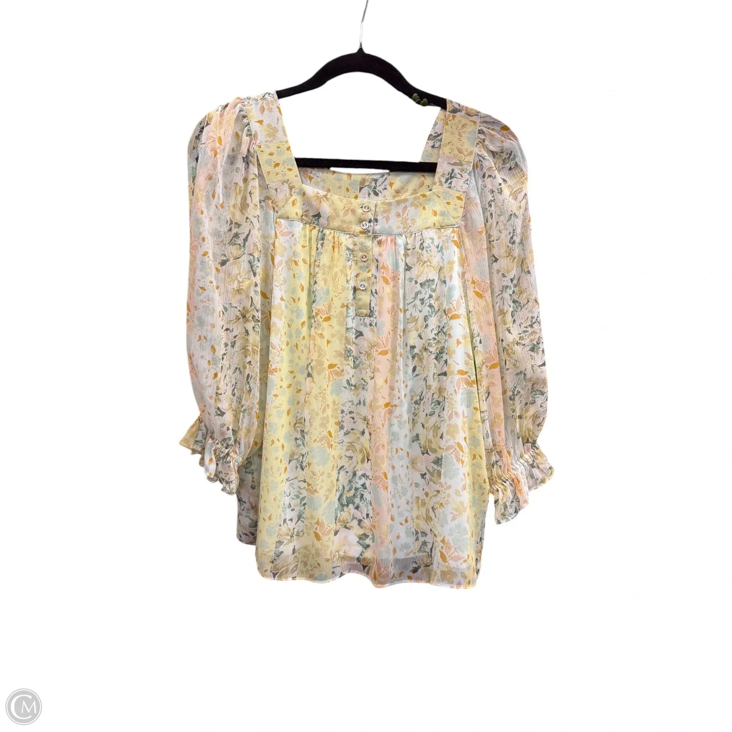 Top 3/4 Sleeve By Lc Lauren Conrad In Floral Print, Size: S