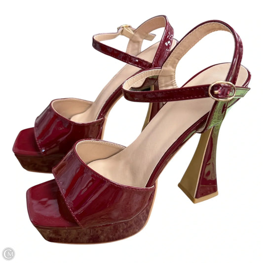 Sandals Heels Block By Clothes Mentor In Maroon, Size: 8.5