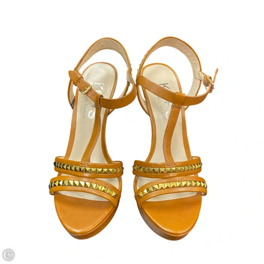 Sandals Heels Stiletto By Michael By Michael Kors In Gold & Tan, Size: 7.5