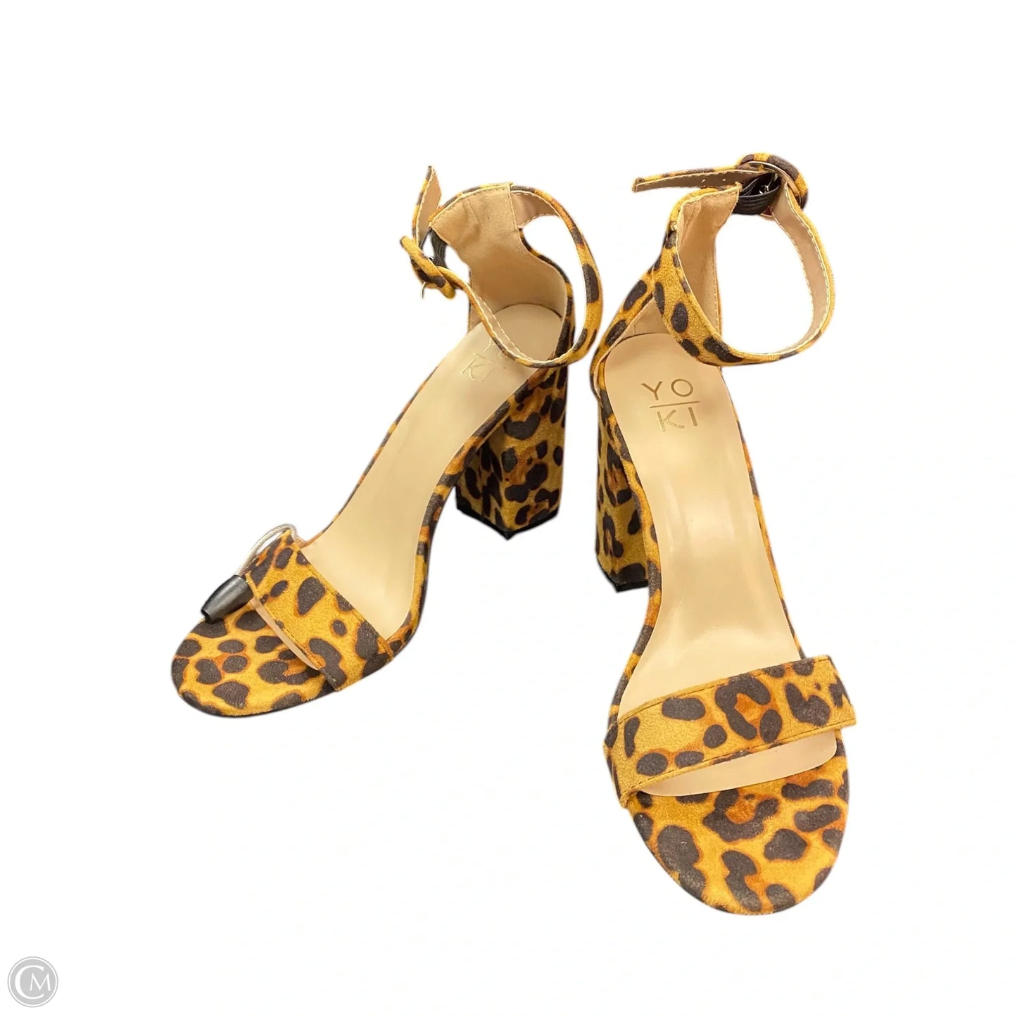 Sandals Heels Block By Yoki In Animal Print, Size: 8.5