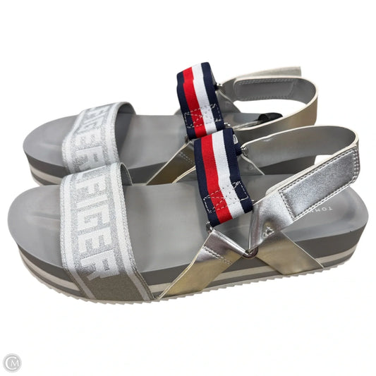 Sandals Heels Platform By Tommy Hilfiger In Silver, Size: 9