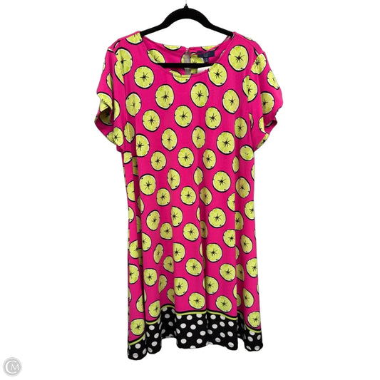 Dress Casual Short By Kaari Blue In Green & Pink, Size: 1x
