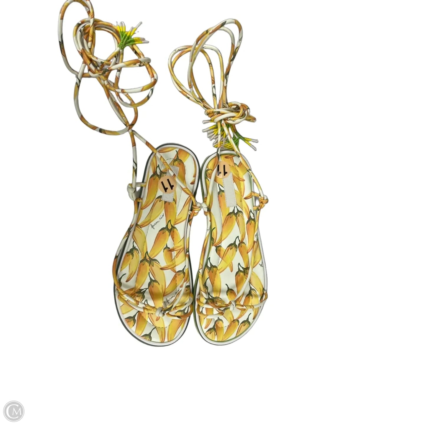 Sandals Flats By Farm Rio In Cream & Yellow, Size: 11