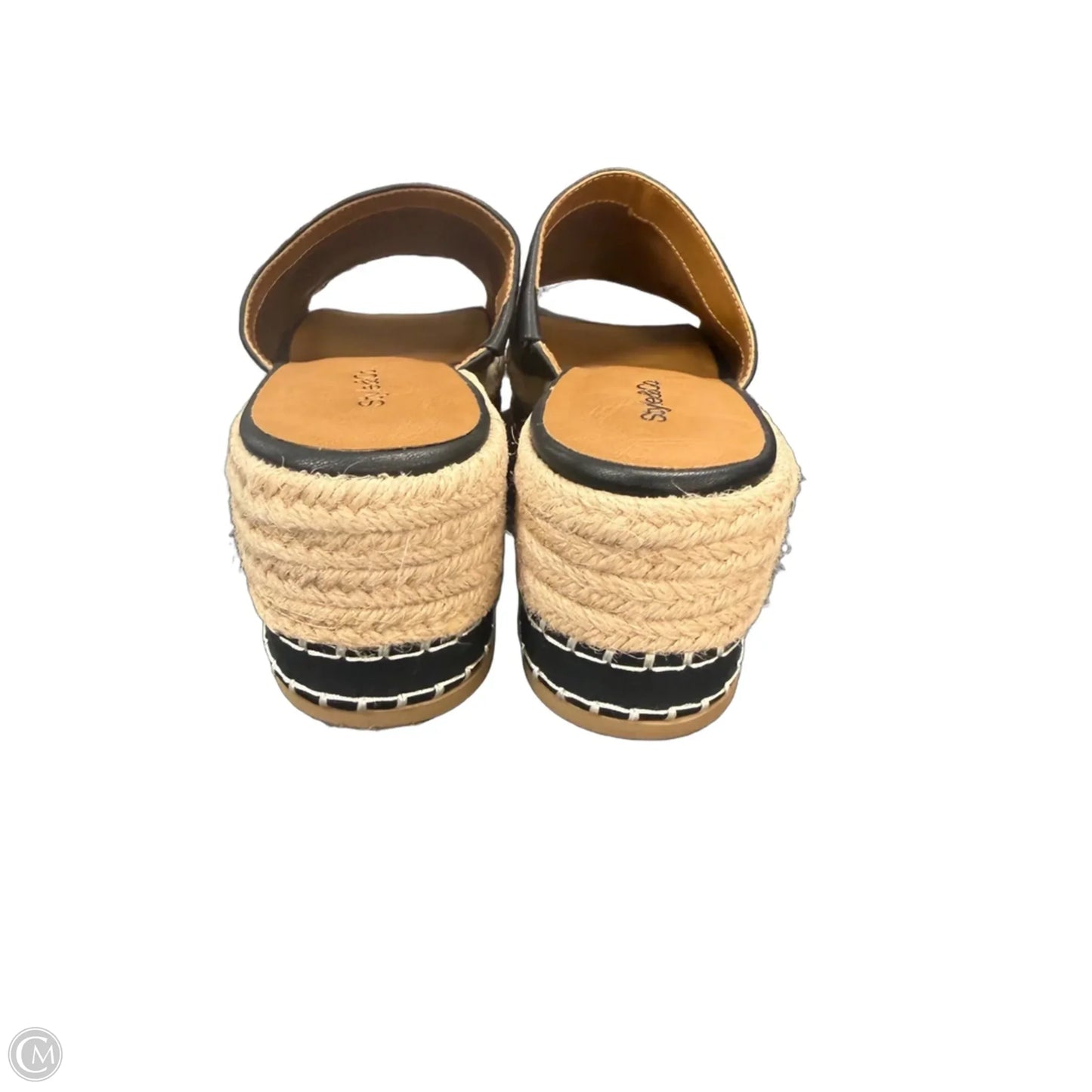 Sandals Heels Wedge By Style And Company In Black & Tan, Size: 8