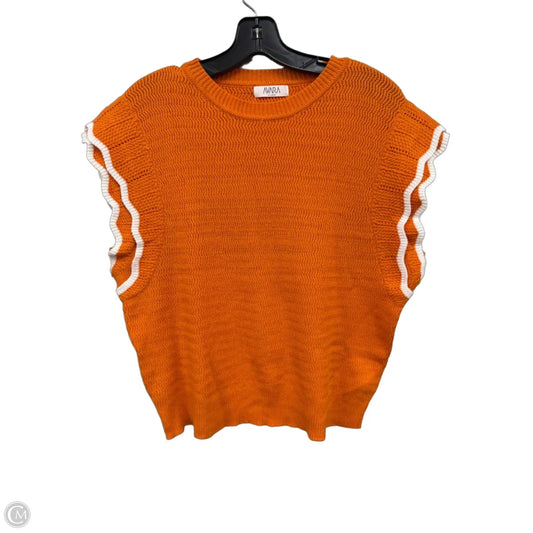 Sweater Short Sleeve By Clothes Mentor In Orange & White, Size: Xl