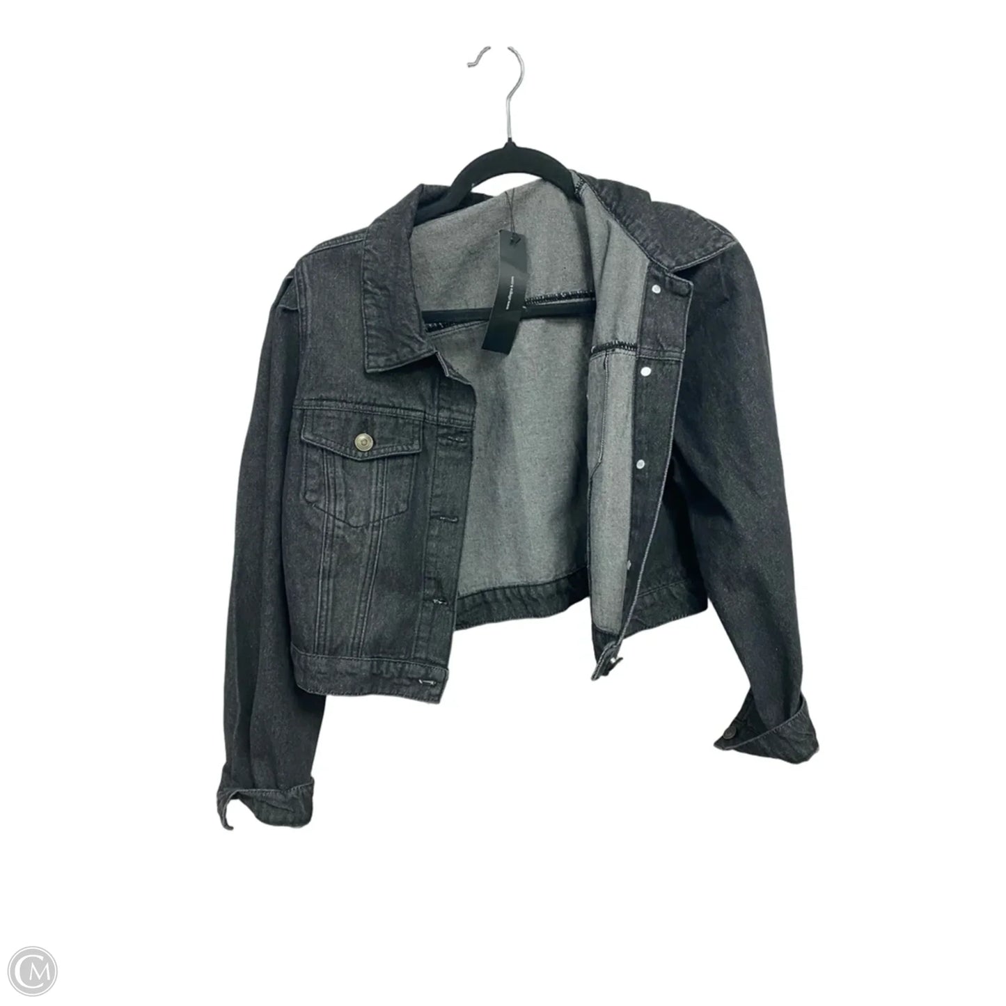 Jacket Denim By Clothes Mentor In Black, Size: L
