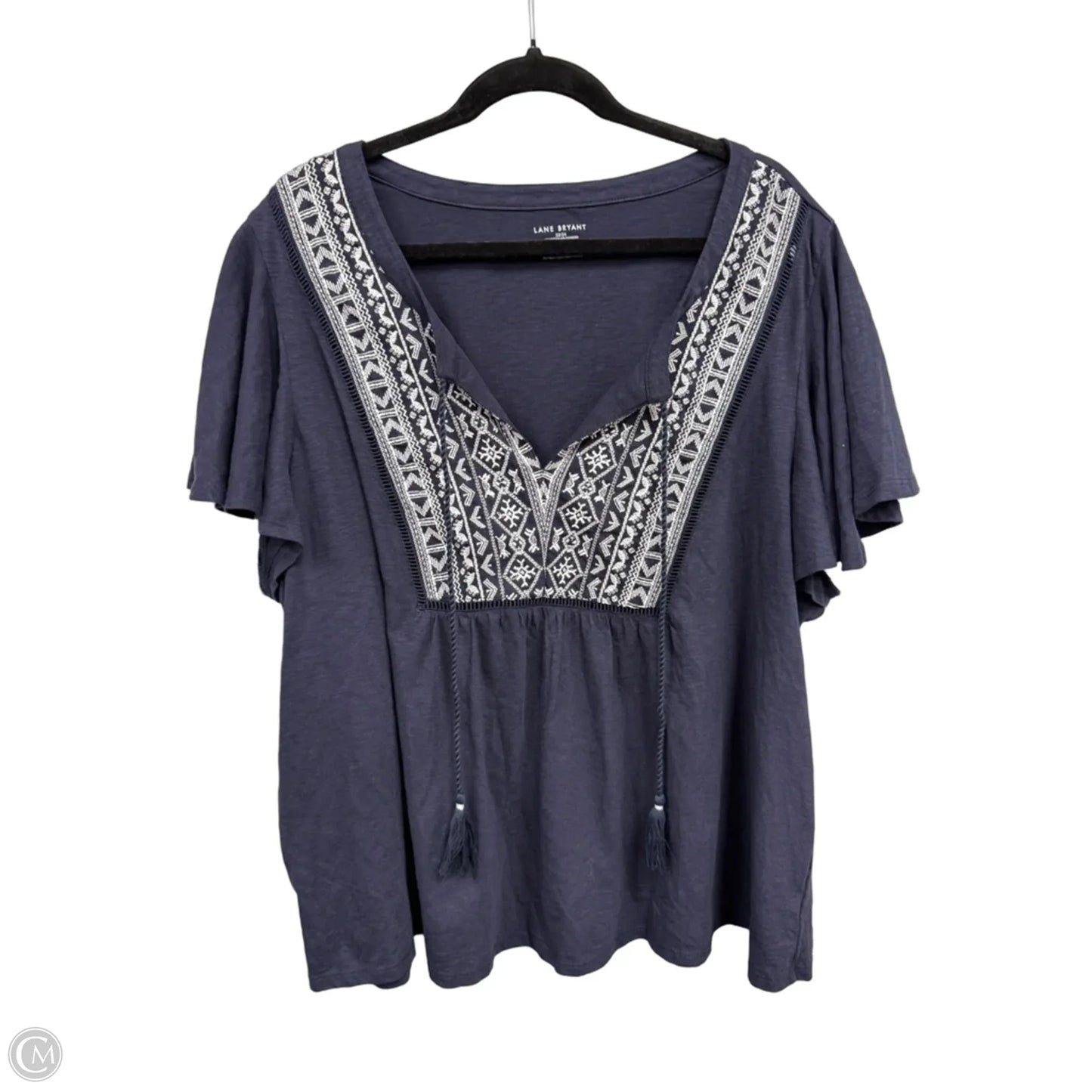 Top Short Sleeve By Lane Bryant In Blue & White, Size: 3x