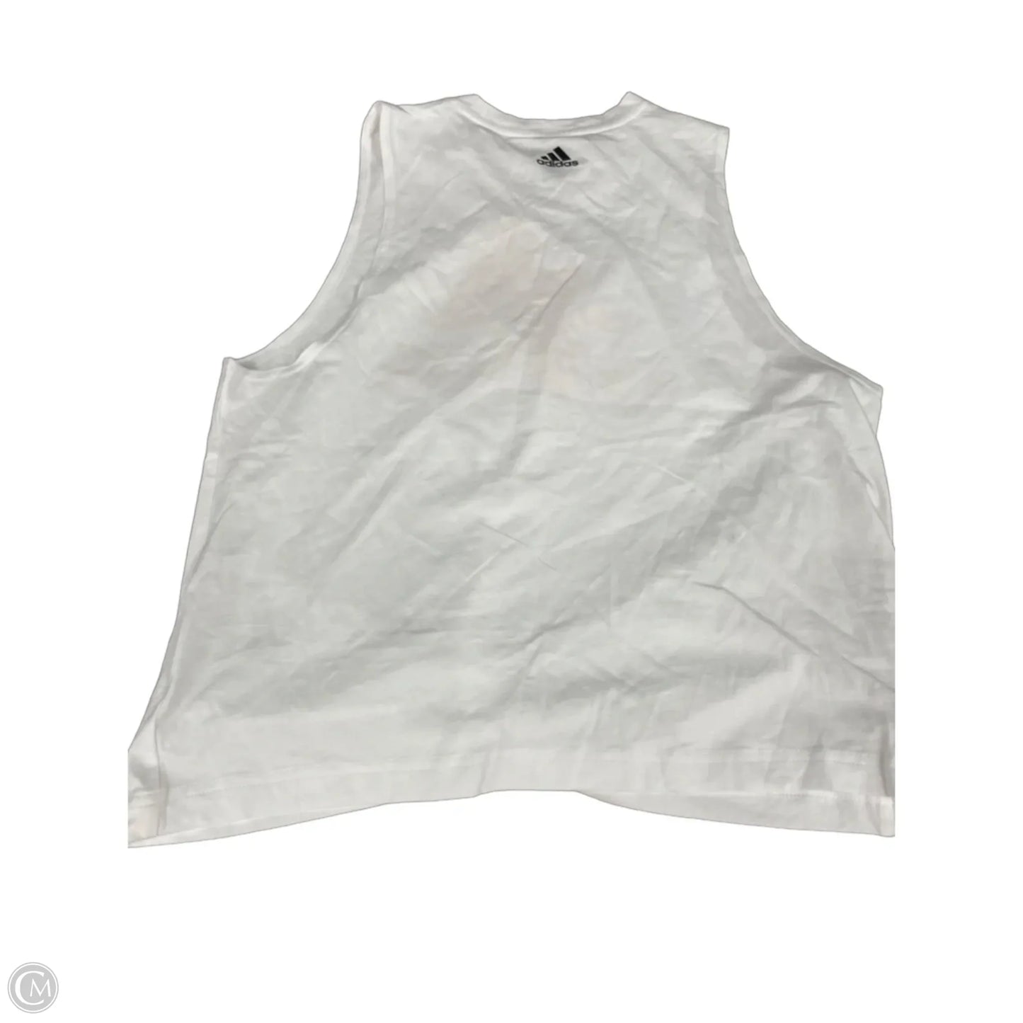 Athletic Tank Top By Adidas In White & Yellow, Size: L