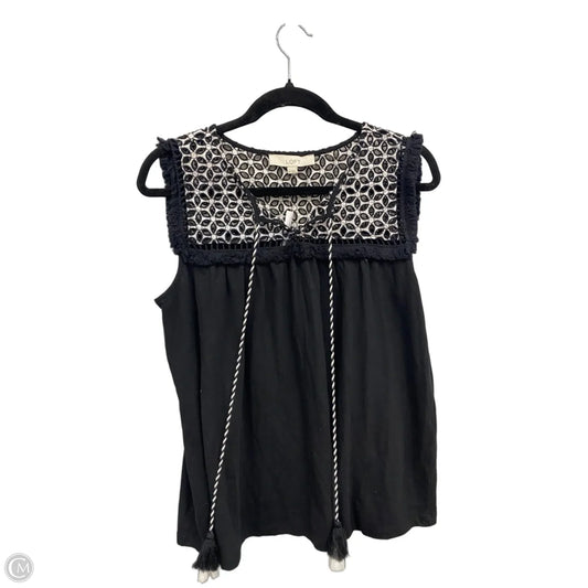Top Sleeveless By Loft In Black & White, Size: M
