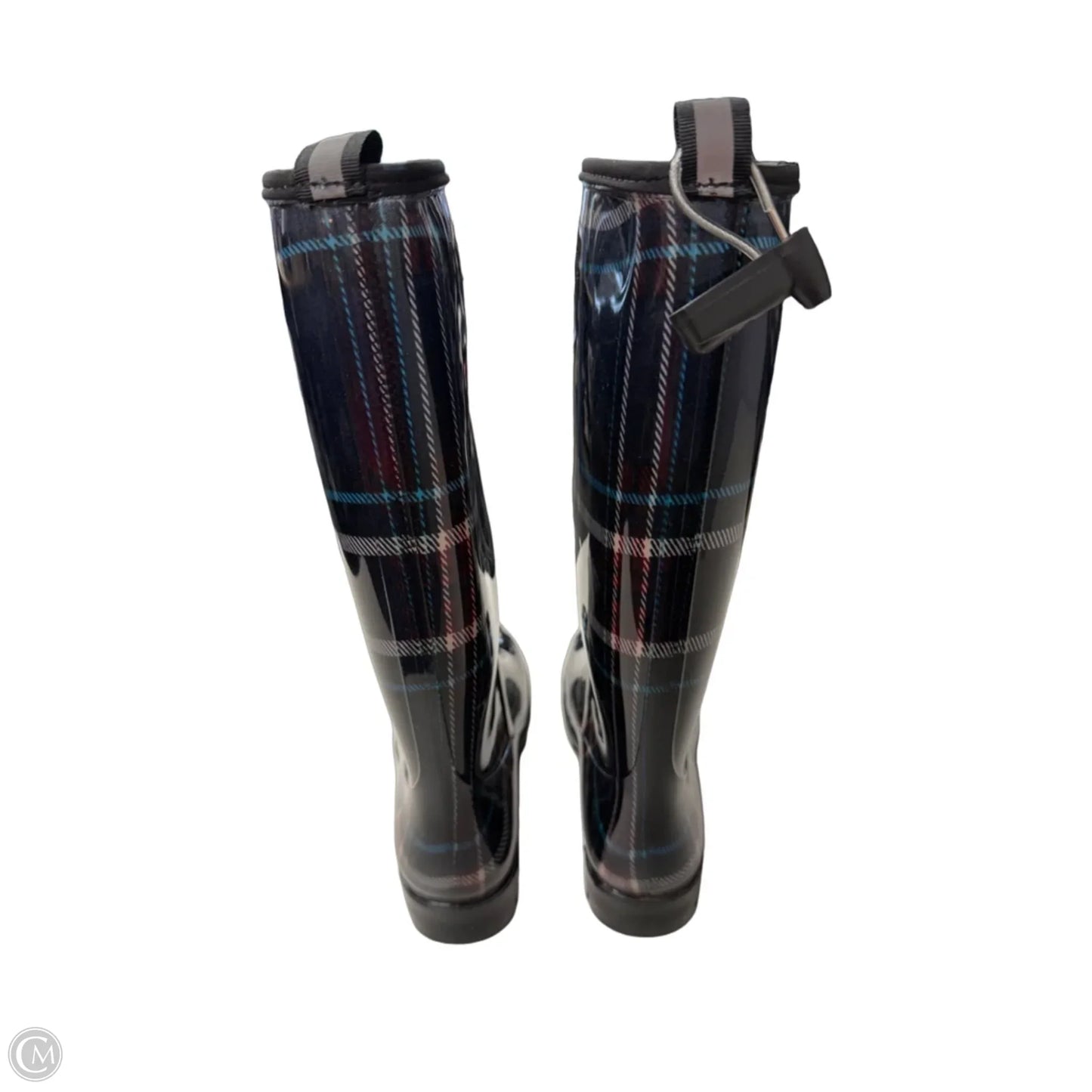Boots Rain By Clothes Mentor In Plaid Pattern, Size: 7