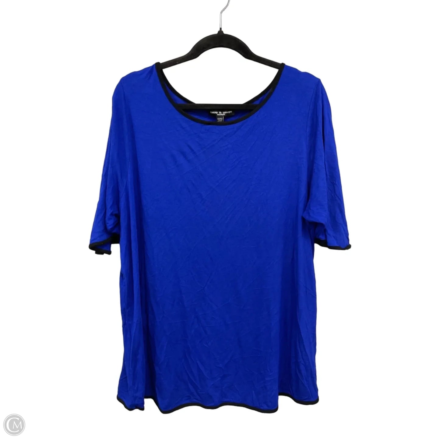 Top Short Sleeve By Cable And Gauge In Black & Blue, Size: 2x