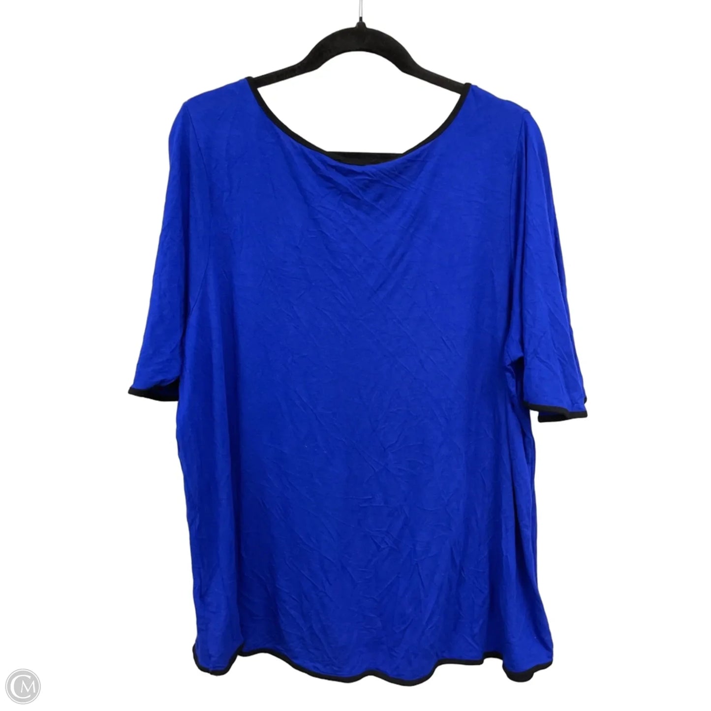 Top Short Sleeve By Cable And Gauge In Black & Blue, Size: 2x