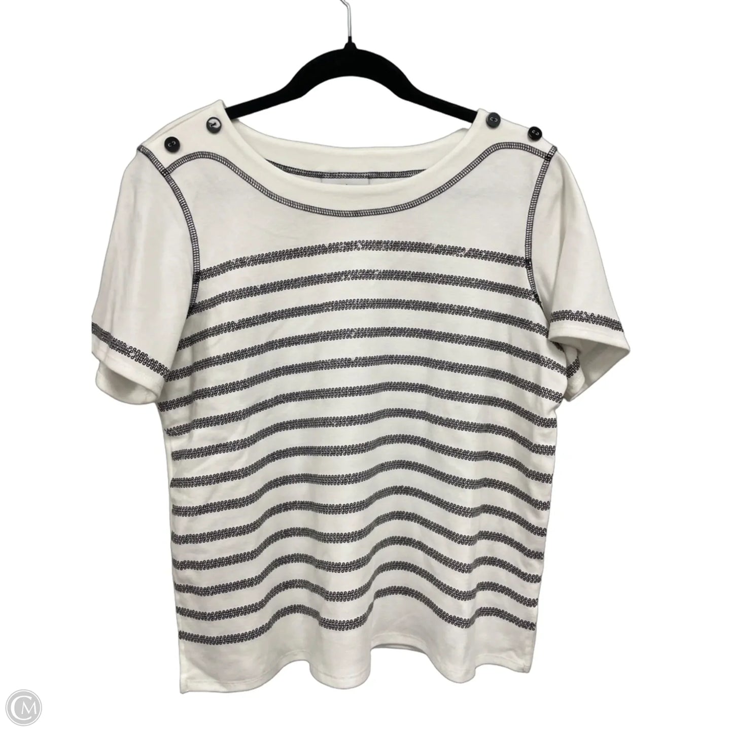 Top Short Sleeve By Alfred Dunner In Black & White, Size: Mp
