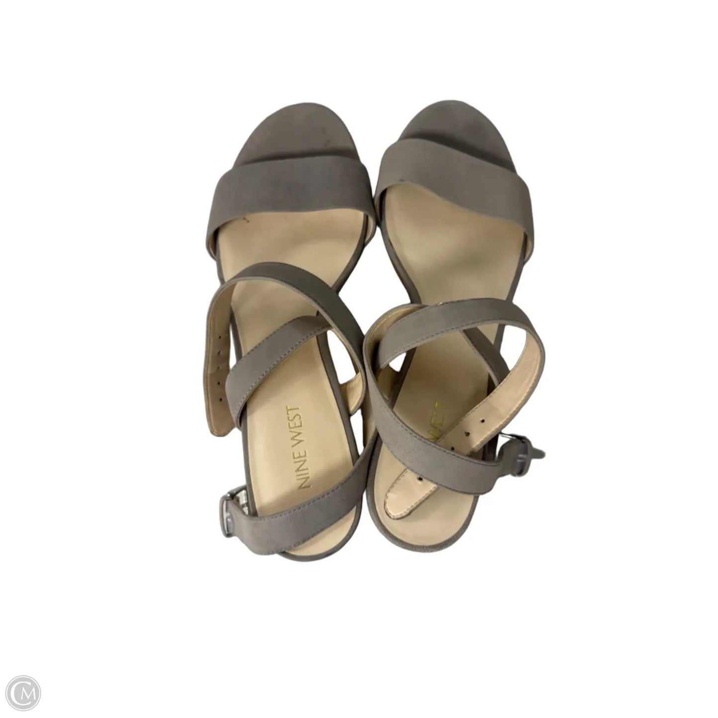Sandals Heels Block By Nine West In Grey, Size: 9