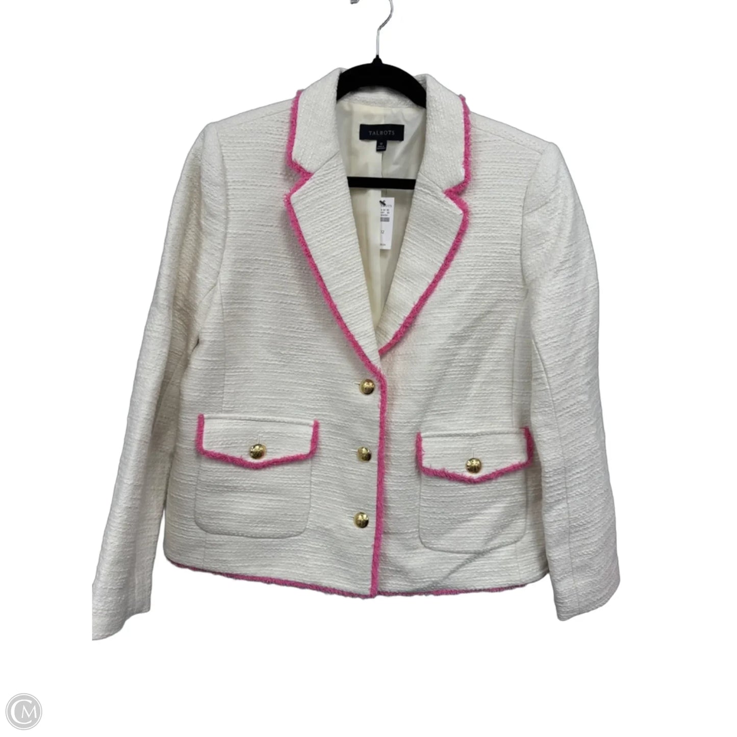 Blazer By Talbots In Cream & Pink, Size: 12