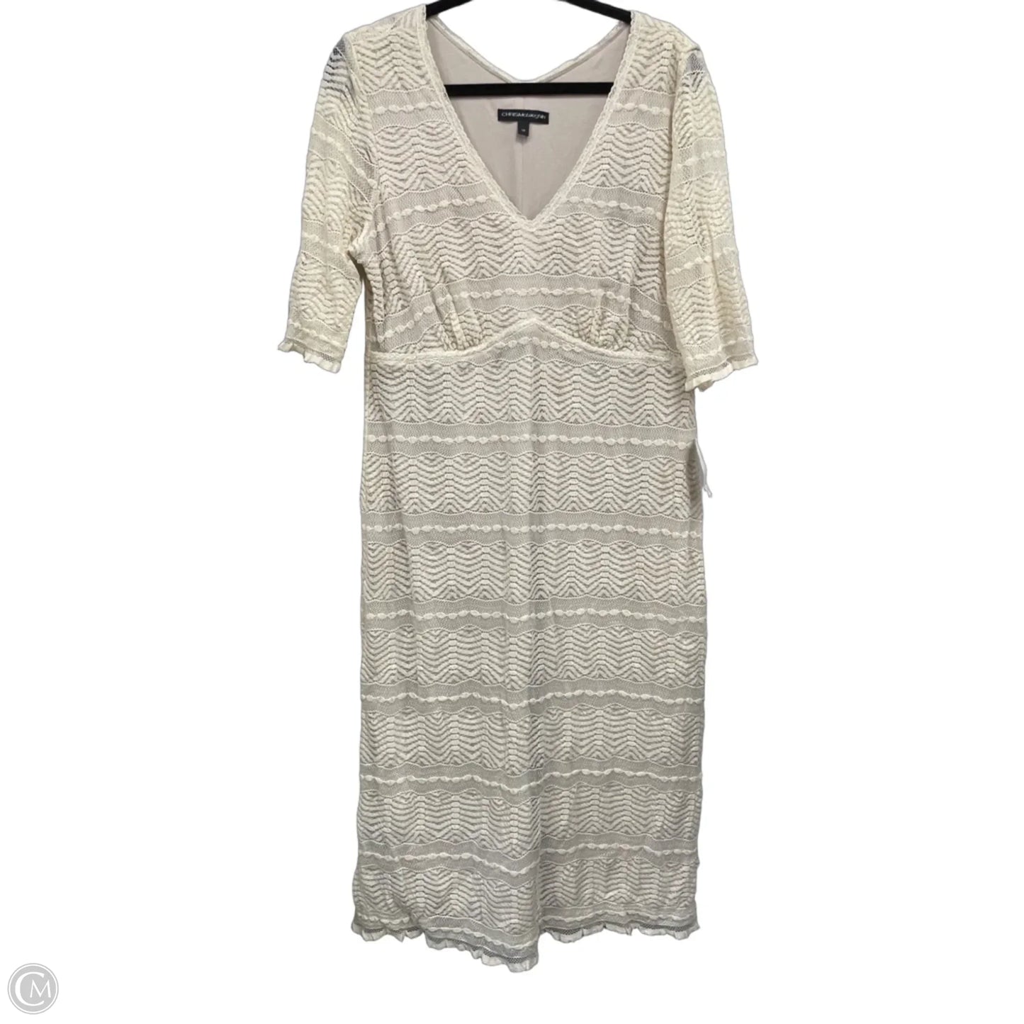 Dress Casual Midi By Chris Mclaughlin In Cream, Size: 18