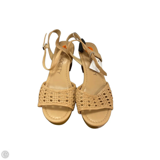 Sandals Heels Block By Sole Society In Tan, Size: 9.5