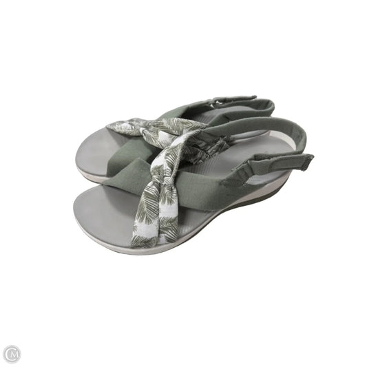 Sandals Heels Platform By Clarks In Green & White, Size: 6.5