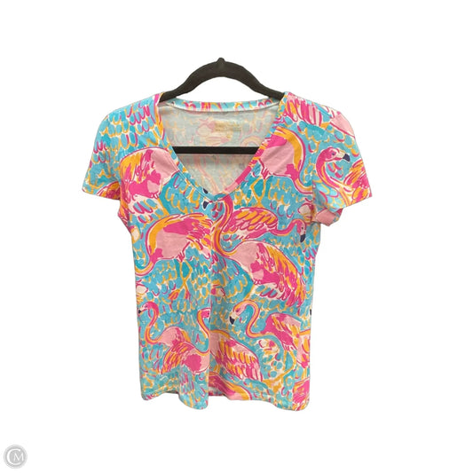Top Short Sleeve Designer By Lilly Pulitzer In Animal Print, Size: Xs