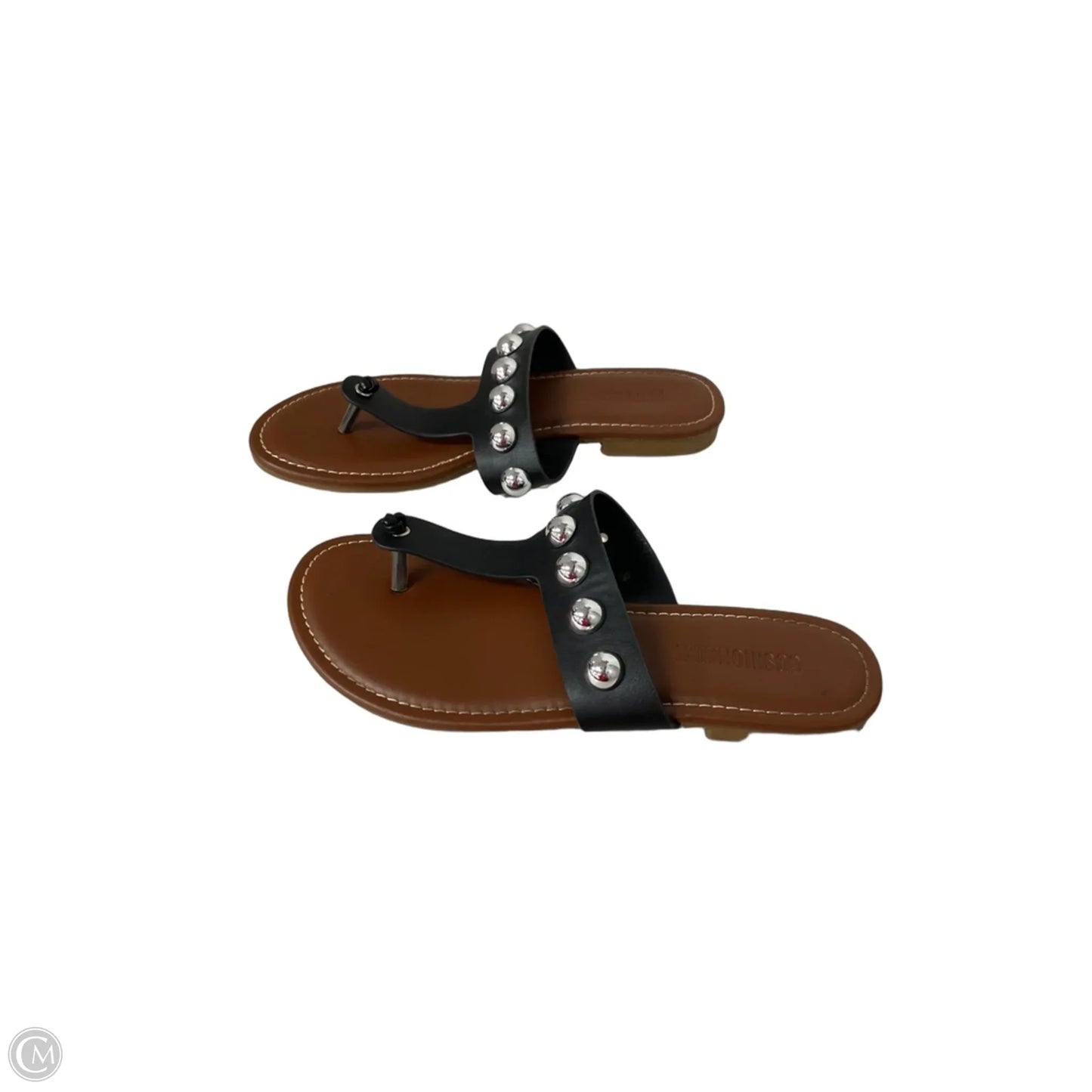 Sandals Flats By Cushionaire In Black & Silver, Size: 6.5