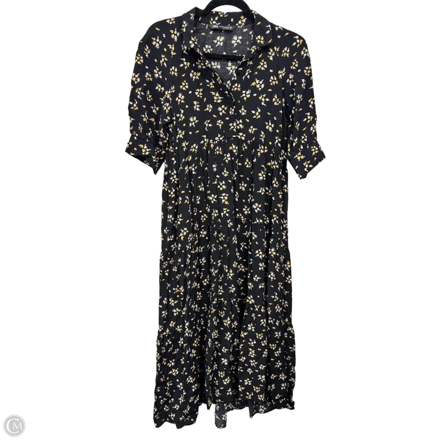 Dress Casual Midi By Zara In Floral Print, Size: Xs