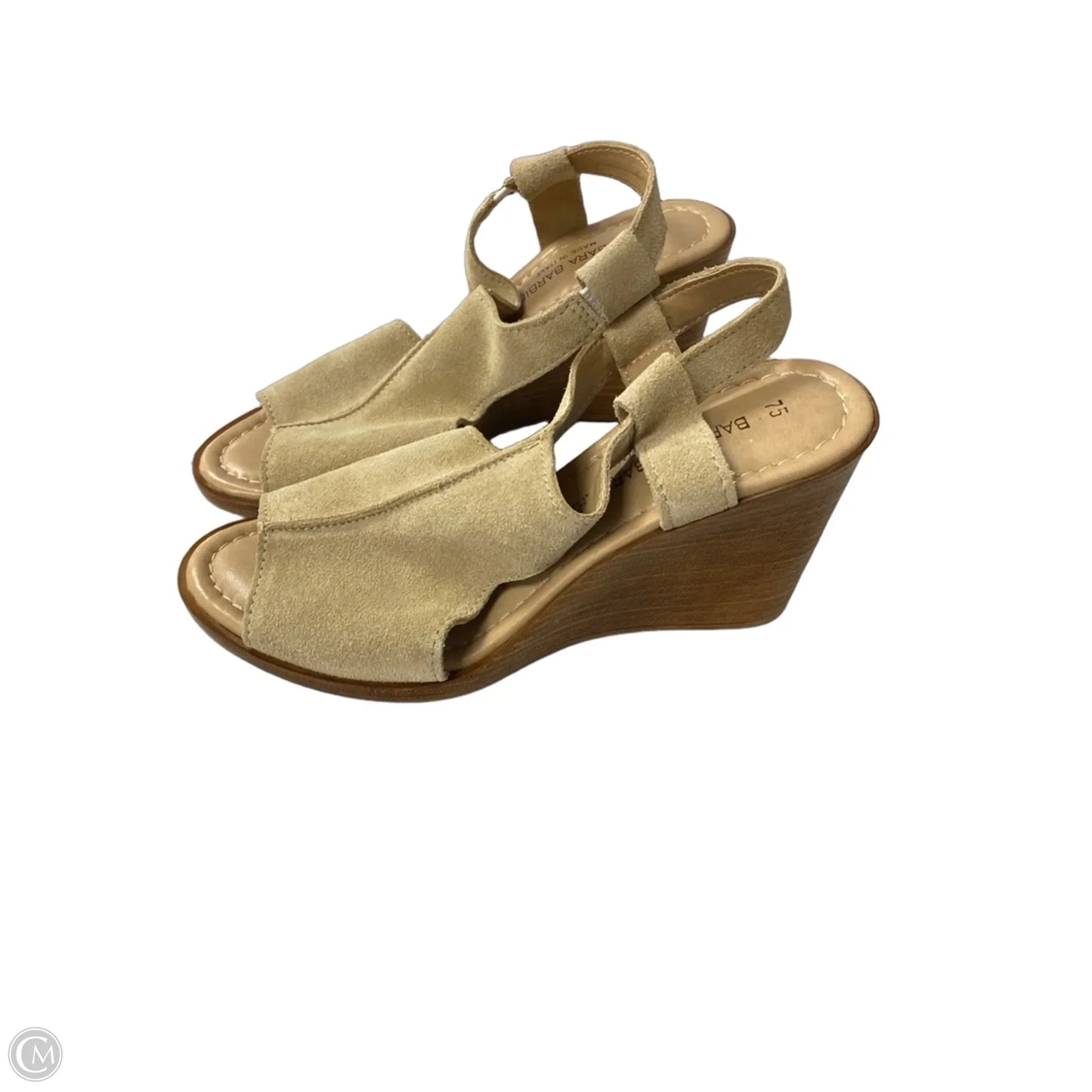 Sandals Heels Wedge By Clothes Mentor In Tan, Size: 7.5