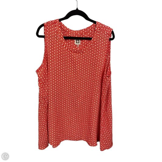 Top Sleeveless By Anne Klein In Red & White, Size: 2x